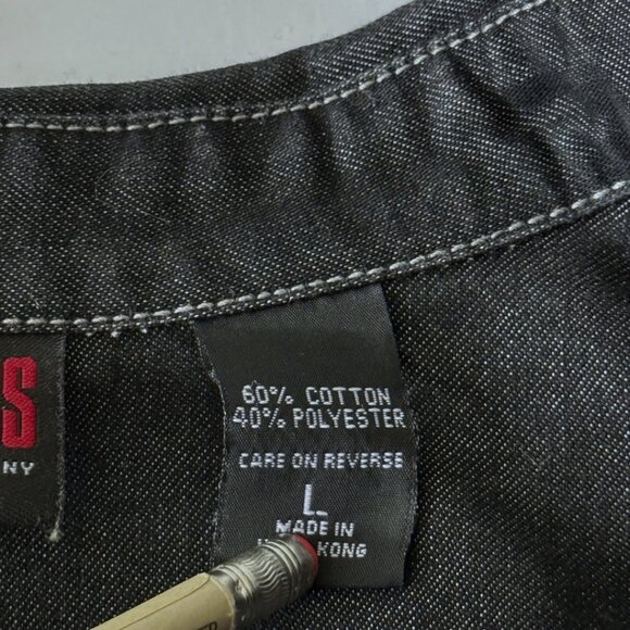 Vintage 90s Western Rancher Black Denim Jacket Shirt NY Jeans Large Streetwear - Picture 6 of 11